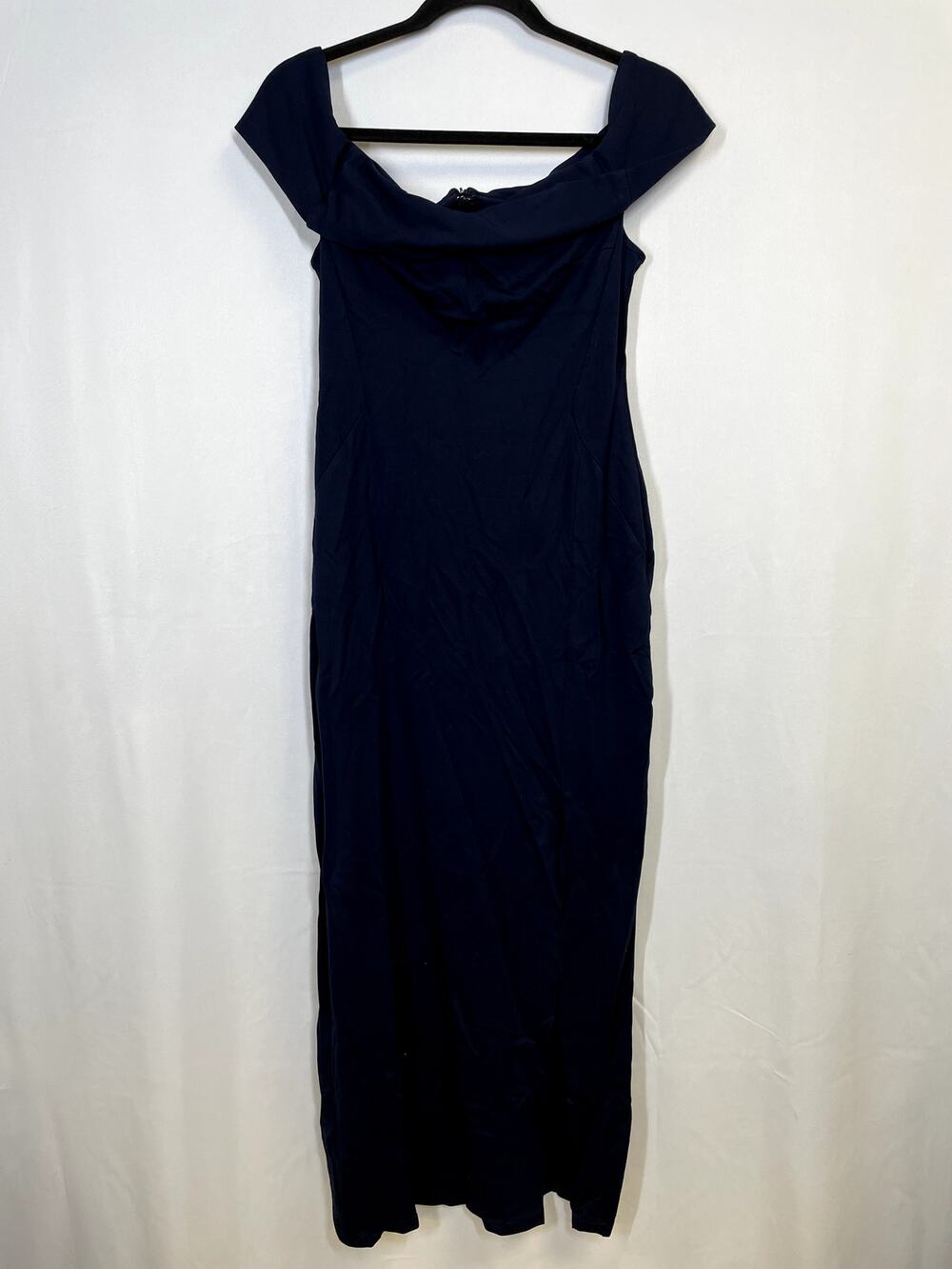 NICHOLAS Off The Shoulder Knot Front Evening Gown Dress Navy Blue 8 $565